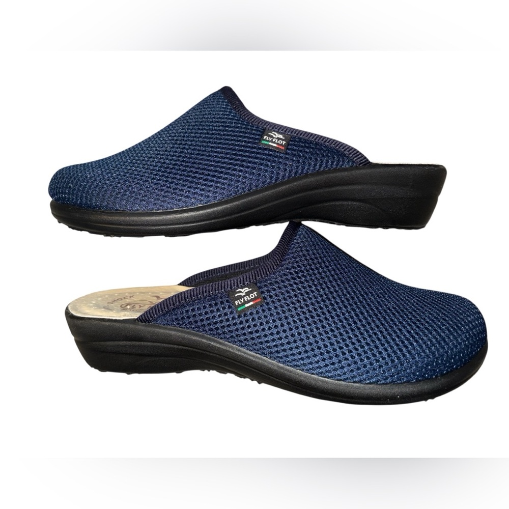 FLY FLOT Women Navy Blue Mesh Slip On Clogs Mules Comfort Made in Italy Size 39 - Picture 7 of 7